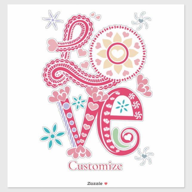 Hippie Groovy Love Sign Thunder_Cove Sticker (Sheet)