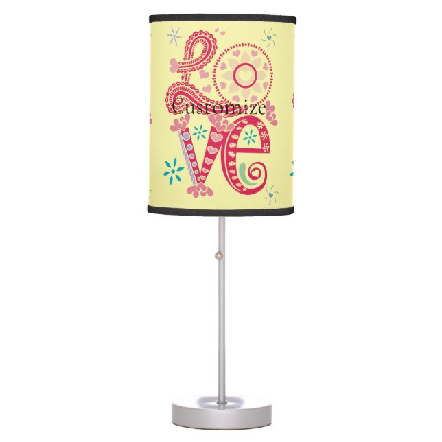 Hippie Groovy Love Sign Thunder_Cove Table Lamp (Front)