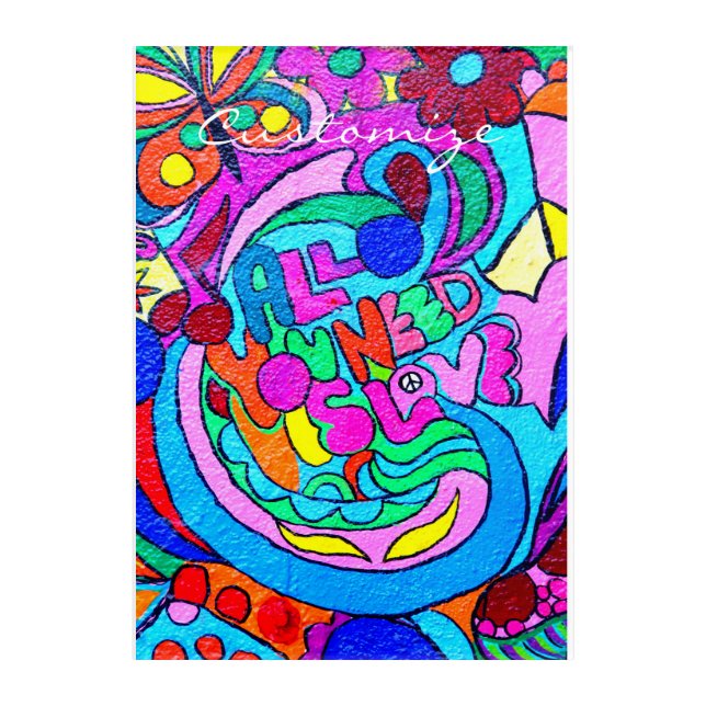 Hippie groovy love Thunder_Cove Acrylic Print (Front)