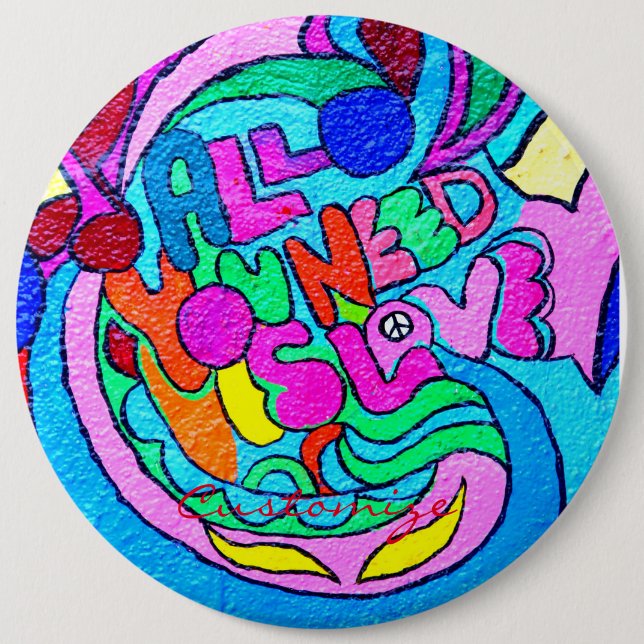 Hippie groovy love Thunder_Cove  Button (Front)