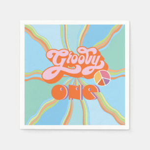 Hippie Groovy One Birthday Party Napkins