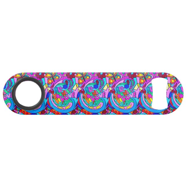 hippie groovy peace and love speed bottle opener (Front (Horizontal))