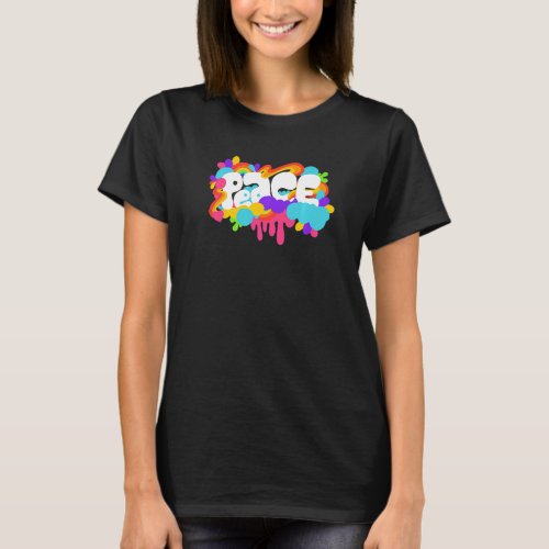 Hippie Groovy Peace  Retro 60s 70s Paint Splatte T_Shirt