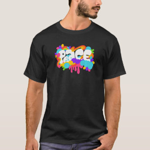 Hippie Groovy Peace  Retro 60's 70's Paint Splatte T-Shirt