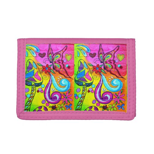 hippie groovy pink wallet