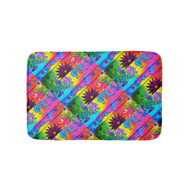 hippie groovy psychedelic bathroom mat (Front)