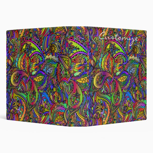 Hippie Groovy Psychedelic Design Thunder_Cove 3 Ring Binder (Background)