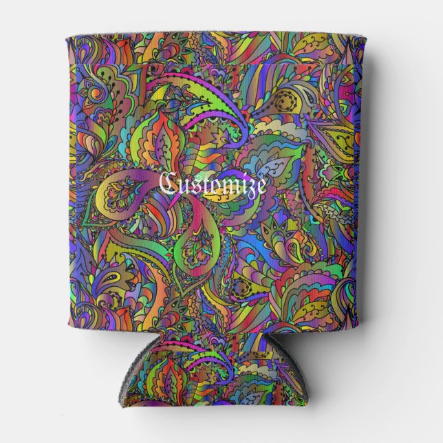 Hippie Groovy Psychedelic Design Thunder_Cove Can Cooler (Front)