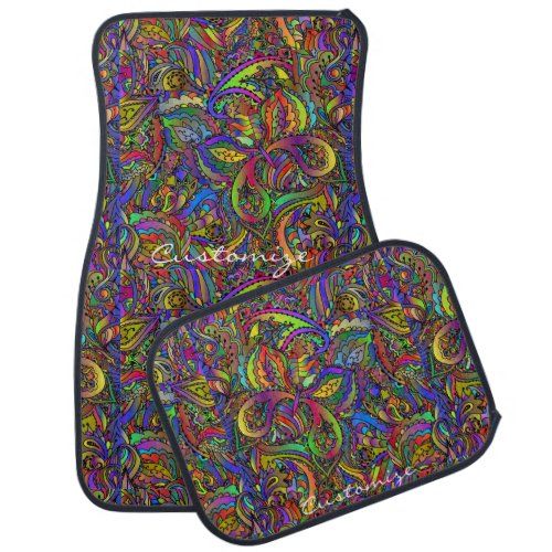 Hippie Groovy Psychedelic Design Thunder_Cove Car Floor Mat
