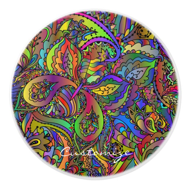 Hippie Groovy Psychedelic Design Thunder_Cove Ceramic Knob (Front)
