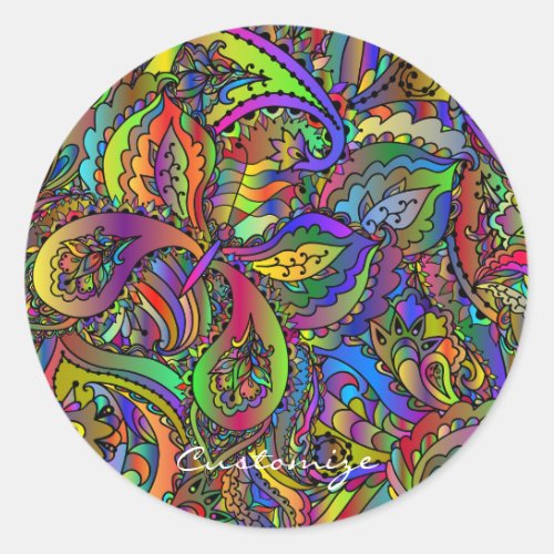 Hippie Groovy Psychedelic Design Thunder_Cove Classic Round Sticker