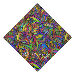 Hippie Groovy Psychedelic Design Thunder_Cove Graduation Cap Topper