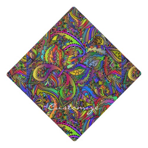 Hippie Groovy Psychedelic Design Thunder_Cove Graduation Cap Topper
