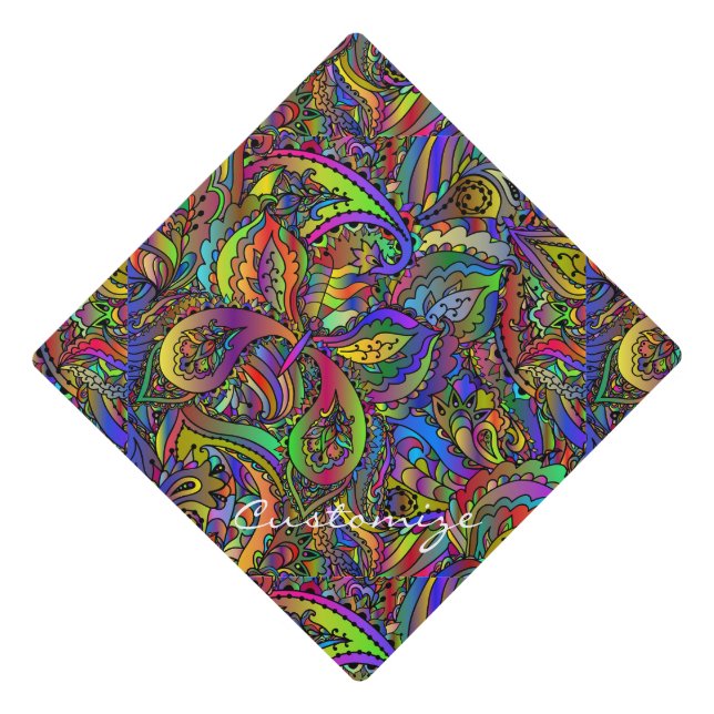 Hippie Groovy Psychedelic Design Thunder_Cove Graduation Cap Topper (Front)