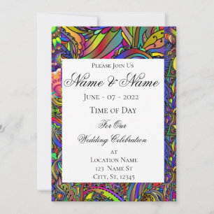 Hippie Groovy Psychedelic Design Thunder_Cove Invitation