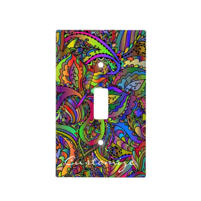 Hippie Groovy Psychedelic Design Thunder_Cove Light Switch Cover (Front)