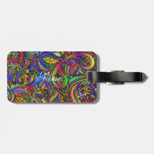Hippie Groovy Psychedelic Design Thunder_Cove Luggage Tag