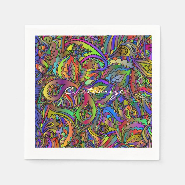 Hippie Groovy Psychedelic Design Thunder_Cove Napkins (Front)