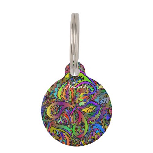 Hippie Groovy Psychedelic Design Thunder_Cove Pet ID Tag