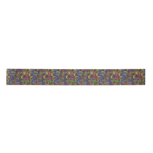 Hippie Groovy Psychedelic Design Thunder_Cove Satin Ribbon