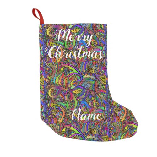 Hippie Groovy Psychedelic Design Thunder_Cove Small Christmas Stocking