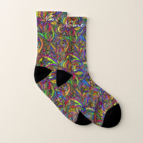 Hippie Groovy Psychedelic Design Thunder_Cove Socks