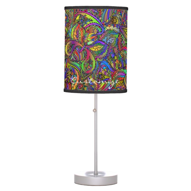 Hippie Groovy Psychedelic Design Thunder_Cove Table Lamp (Front)