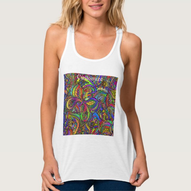 Hippie Groovy Psychedelic Design Thunder_Cove Tank Top (Front)