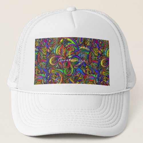 Hippie Groovy Psychedelic Design Thunder_Cove Trucker Hat