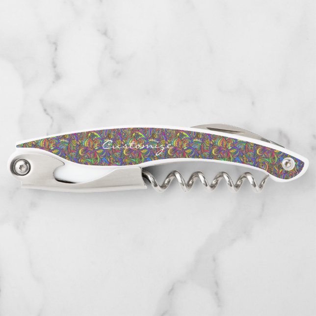 Hippie Groovy Psychedelic Design Thunder_Cove Waiter's Corkscrew (Front)