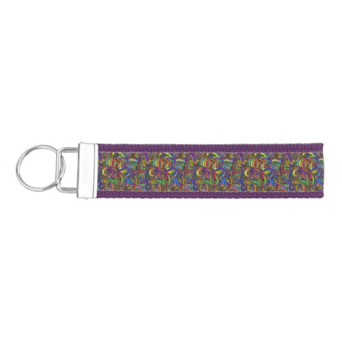 Hippie Groovy Psychedelic Design Thunder_Cove Wrist Keychain