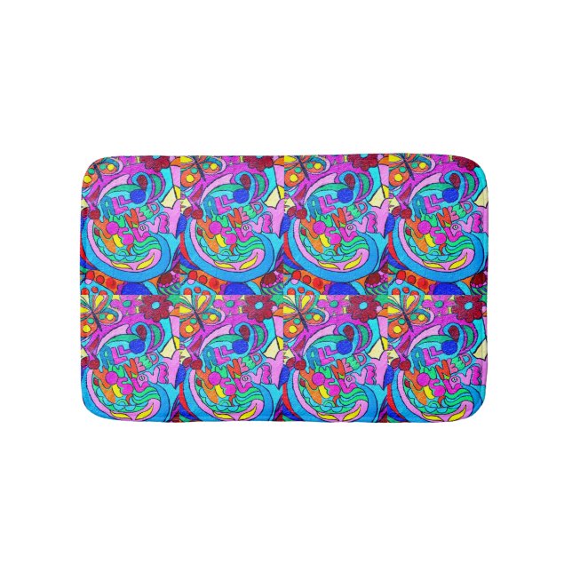hippie groovy psychedelic love bathroom mat (Front)