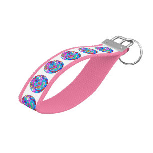 hippie groovy retro love circles wrist keychain