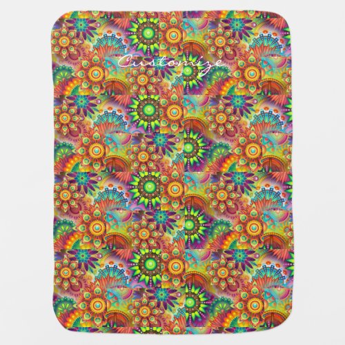 Hippie Groovy Techno Psychedelic Thunder_Cove Baby Blanket