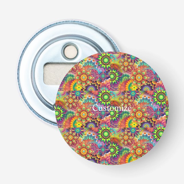 Hippie Groovy Techno Psychedelic Thunder_Cove Bottle Opener (Front)