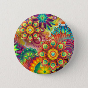 Hippie Groovy Techno Psychedelic Thunder_Cove Button