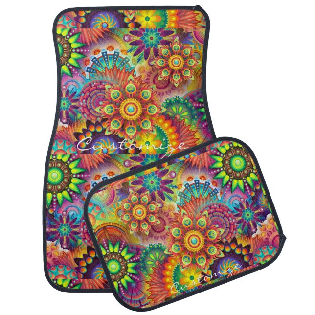 Hippie Groovy Techno Psychedelic Thunder_Cove Car Floor Mat (Set)