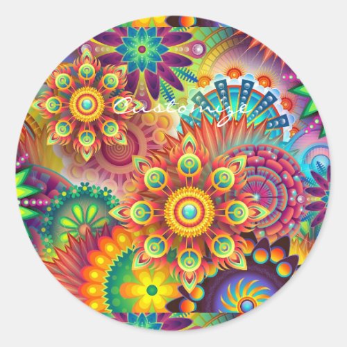 Hippie Groovy Techno Psychedelic Thunder_Cove Classic Round Sticker