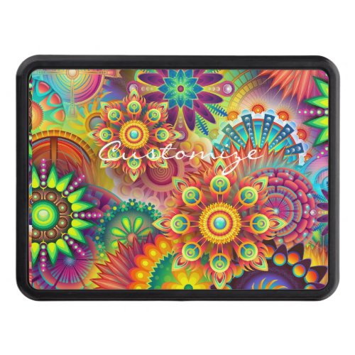 Hippie Groovy Techno Psychedelic Thunder_Cove Hitch Cover