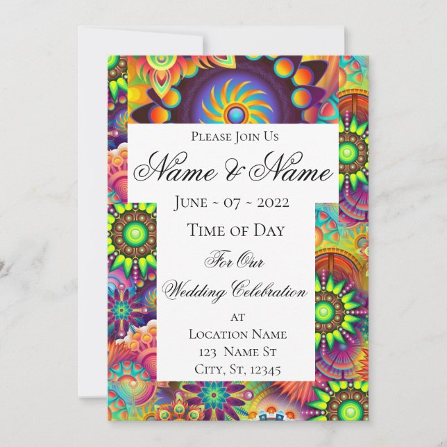 Hippie Groovy Techno Psychedelic Thunder_Cove Invitation (Front)