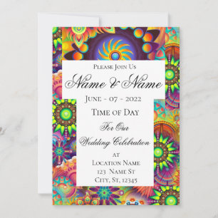 Hippie Groovy Techno Psychedelic Thunder_Cove Invitation