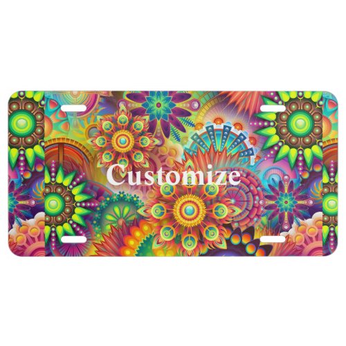 Hippie Groovy Techno Psychedelic Thunder_Cove Lice License Plate