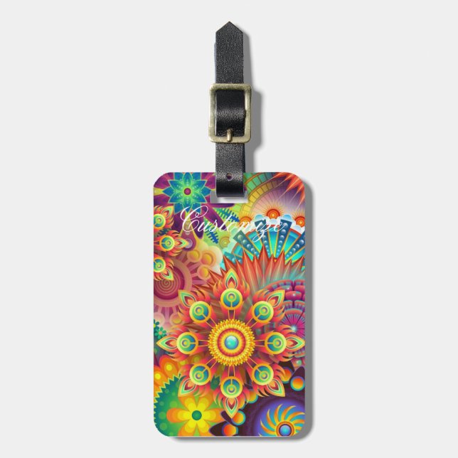 Hippie Groovy Techno Psychedelic Thunder_Cove Luggage Tag (Front Vertical)