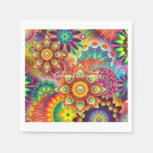 Hippie Groovy Techno Psychedelic Thunder_Cove Napkins (Front)