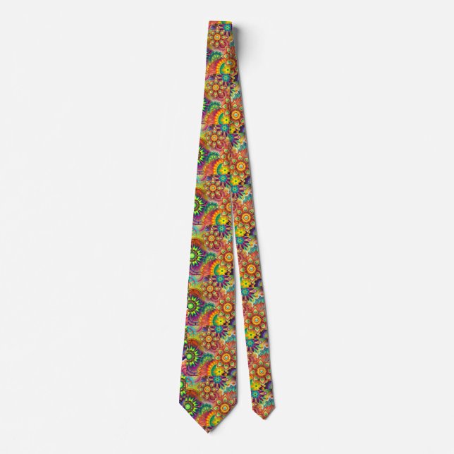 Hippie Groovy Techno Psychedelic Thunder_Cove Neck Tie (Front)