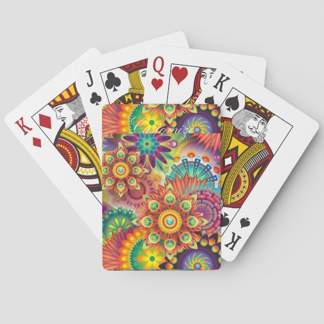 Hippie Groovy Techno Psychedelic Thunder_Cove Poker Cards (Back)