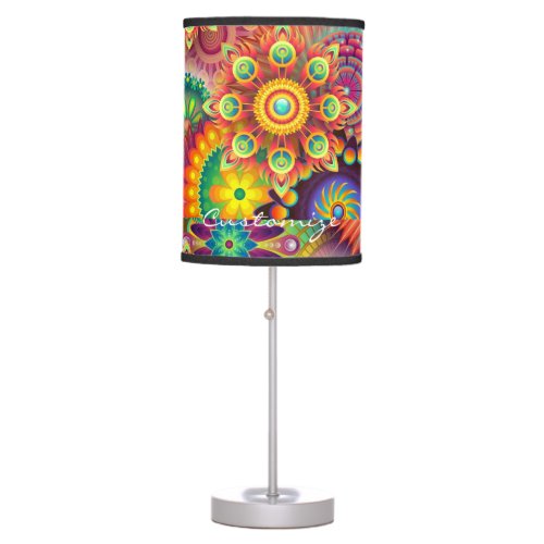 Hippie Groovy Techno Psychedelic Thunder_Cove Table Lamp