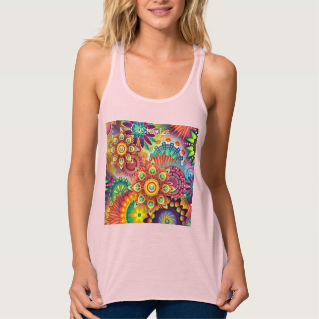 Hippie Groovy Techno Psychedelic Thunder_Cove Tank Top (Front)