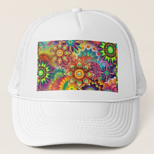 Hippie Groovy Techno Psychedelic Thunder_Cove Trucker Hat