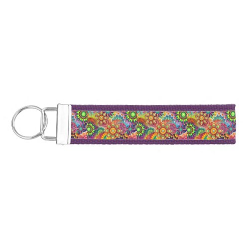 Hippie Groovy Techno Psychedelic Thunder_Cove Wrist Keychain